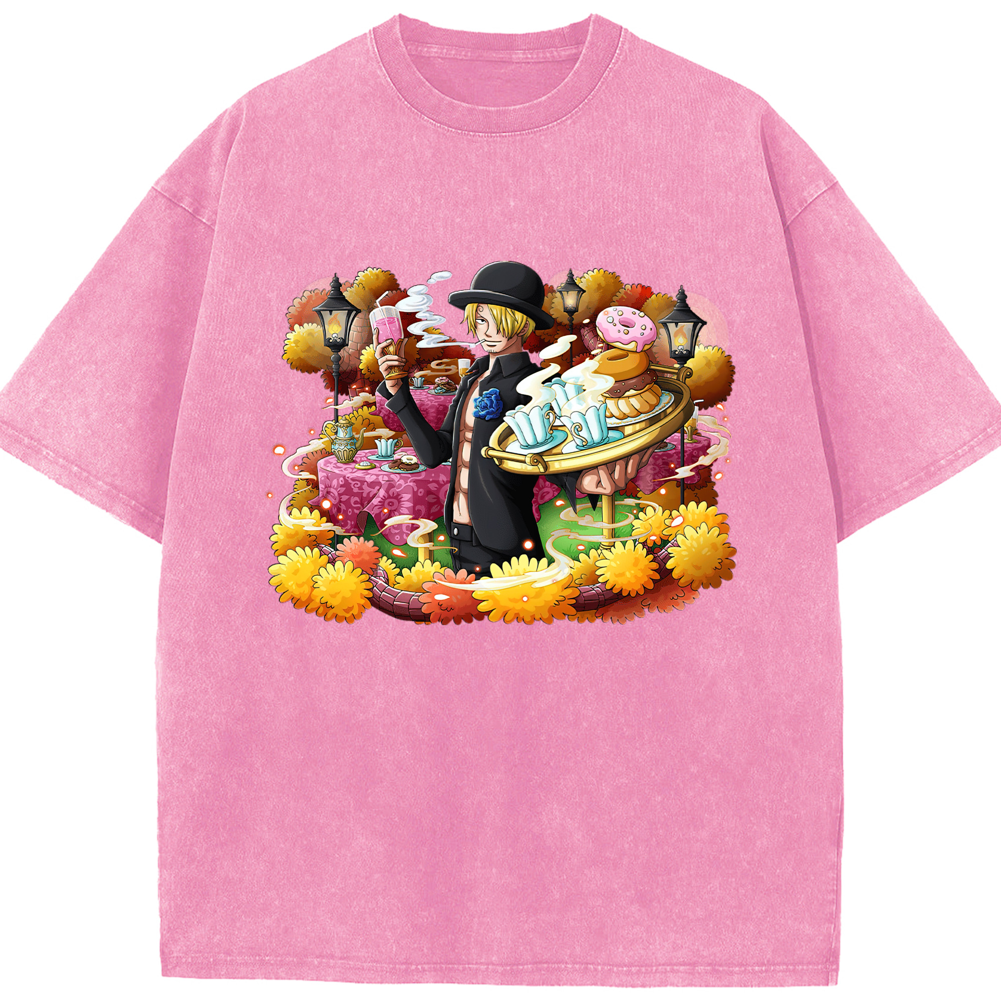 （画像用） ワンピース サンジ ONE PIECE Sanji 綿100% ヴィンテージ風 半袖Tシャツ（フロントプリント）